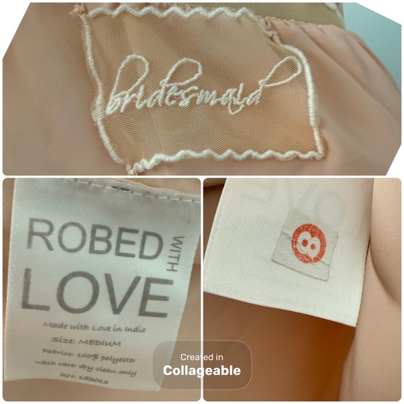 Robed with Love Pink HILDY ROBE bridesmaid bridal shower tie waist robe Medium - Picture 12 of 15